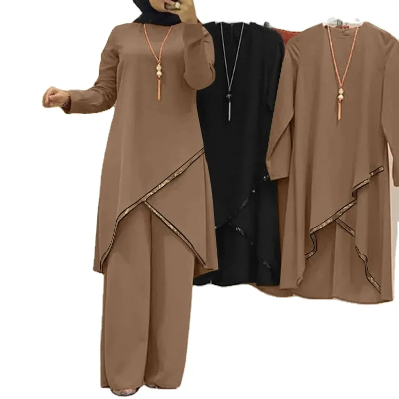 Sequined Salwar Kameez Set – Muslim Women's Two-Piece Outfit